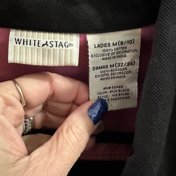 White Stag Women's Embroidered Black Denim Jacket Medium size 8/10 - Picture 8 of 8